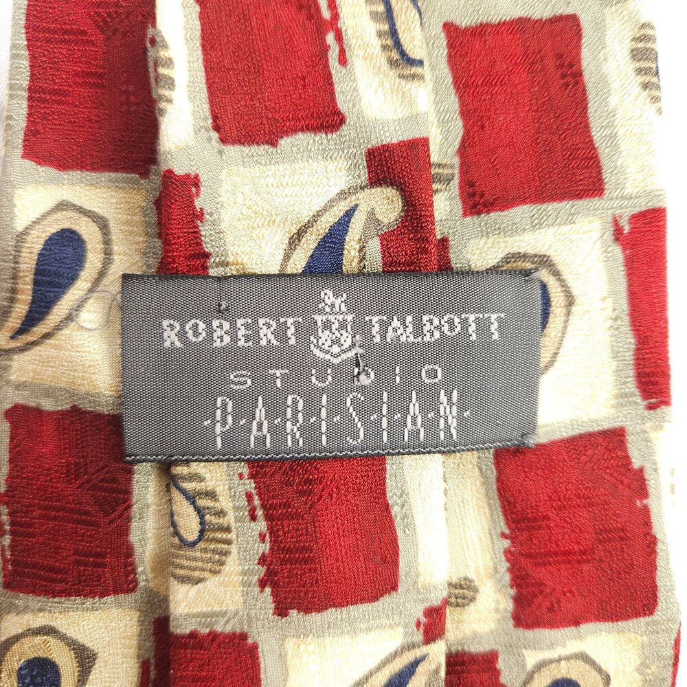 Robert‎ Talbott Studio Men's Red Paisley Silk Tie Made in USA 57"x4"